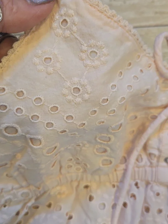 Aerie Blush Pink Eyelet Lace-Up Festival Crop Top - Picture 4 of 8